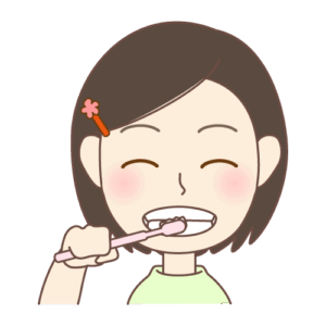 歯磨きをする女の子のイラスト